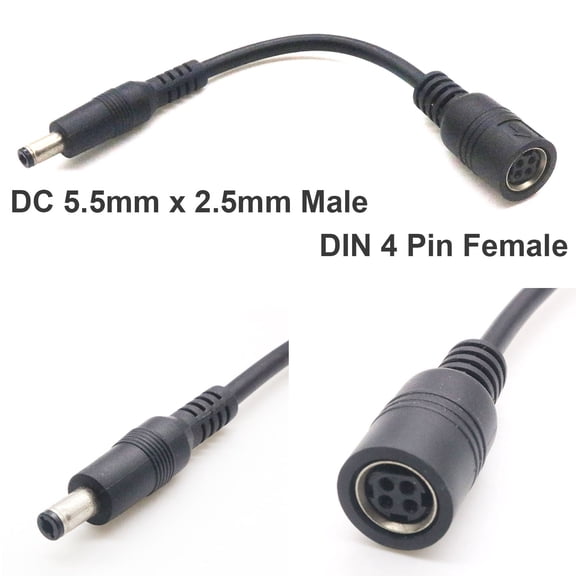 1pc 4 Pin DIN Female to DC 5.5mm x 2.5mm Male 18AWG Power Cable for CCTV Camera System Charger Adapter TV LCD CCTV Camera PC Barcode Printer