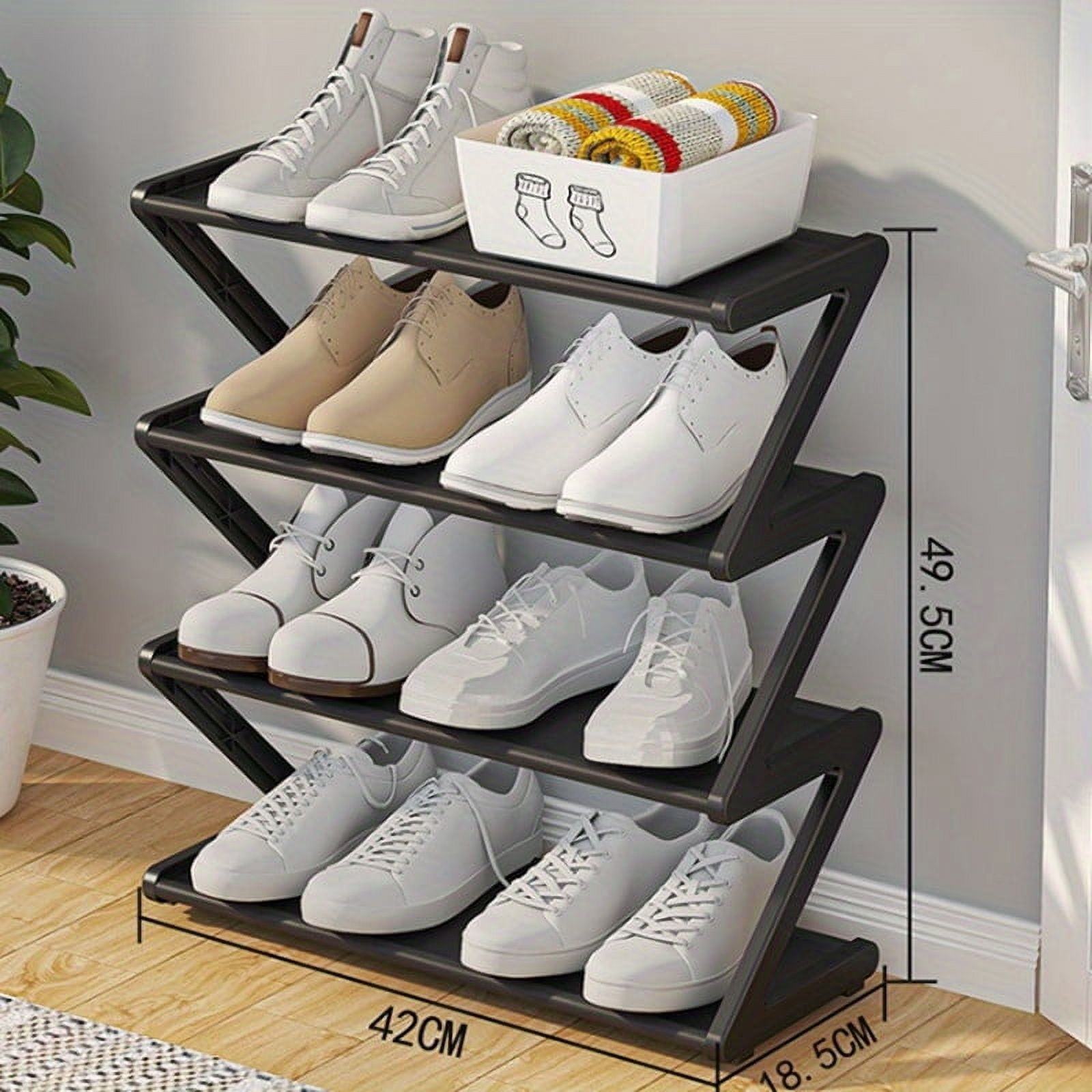 Zen Shoe Rack 1pc 4-Tier Large Size Z-Shaped Shoe Rack, Easy Assembly No Tools ...