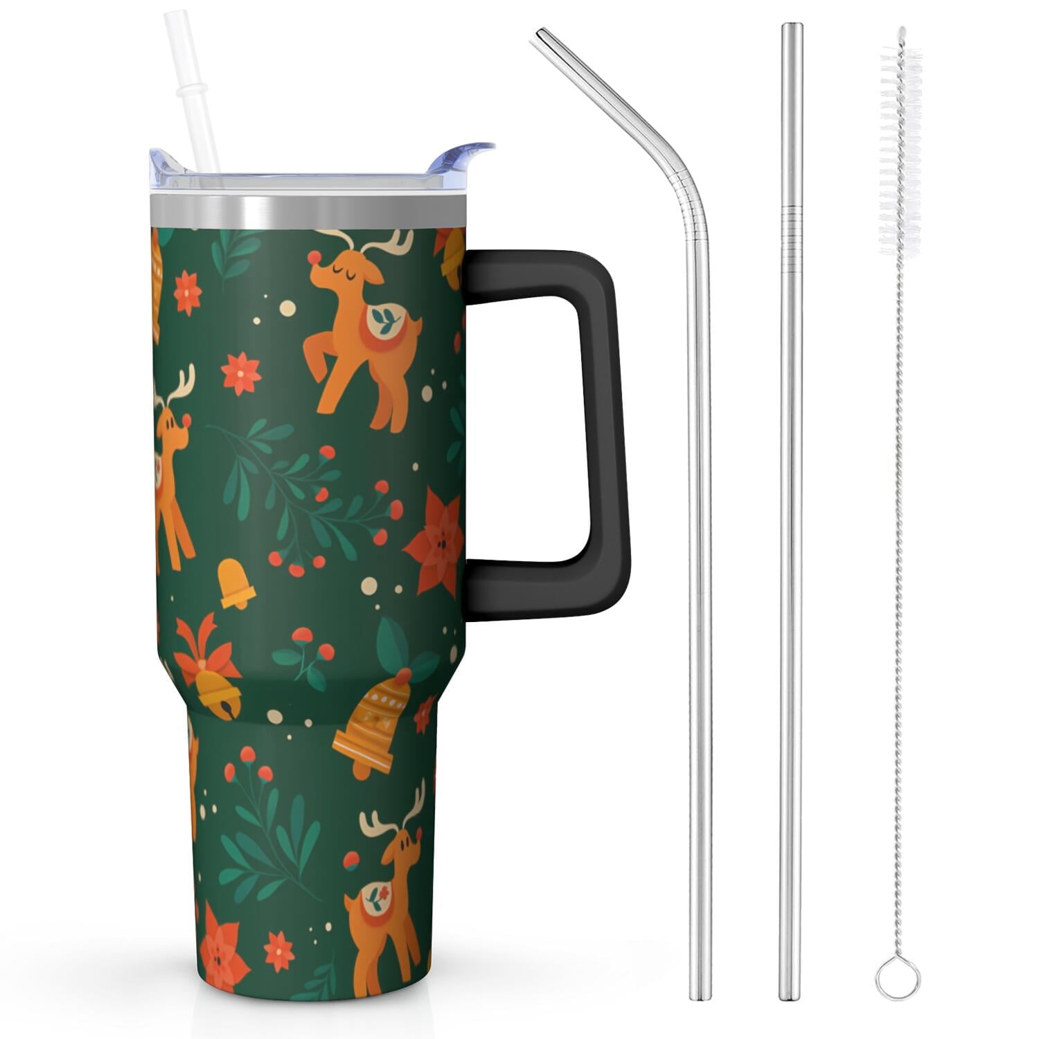 1pc 40 oz Christmas Tumbler with Lid and Straw Stainless steel Insulated tumblers Cute water bottle Travel/Gym coffee tumbler Gifts for Women/men