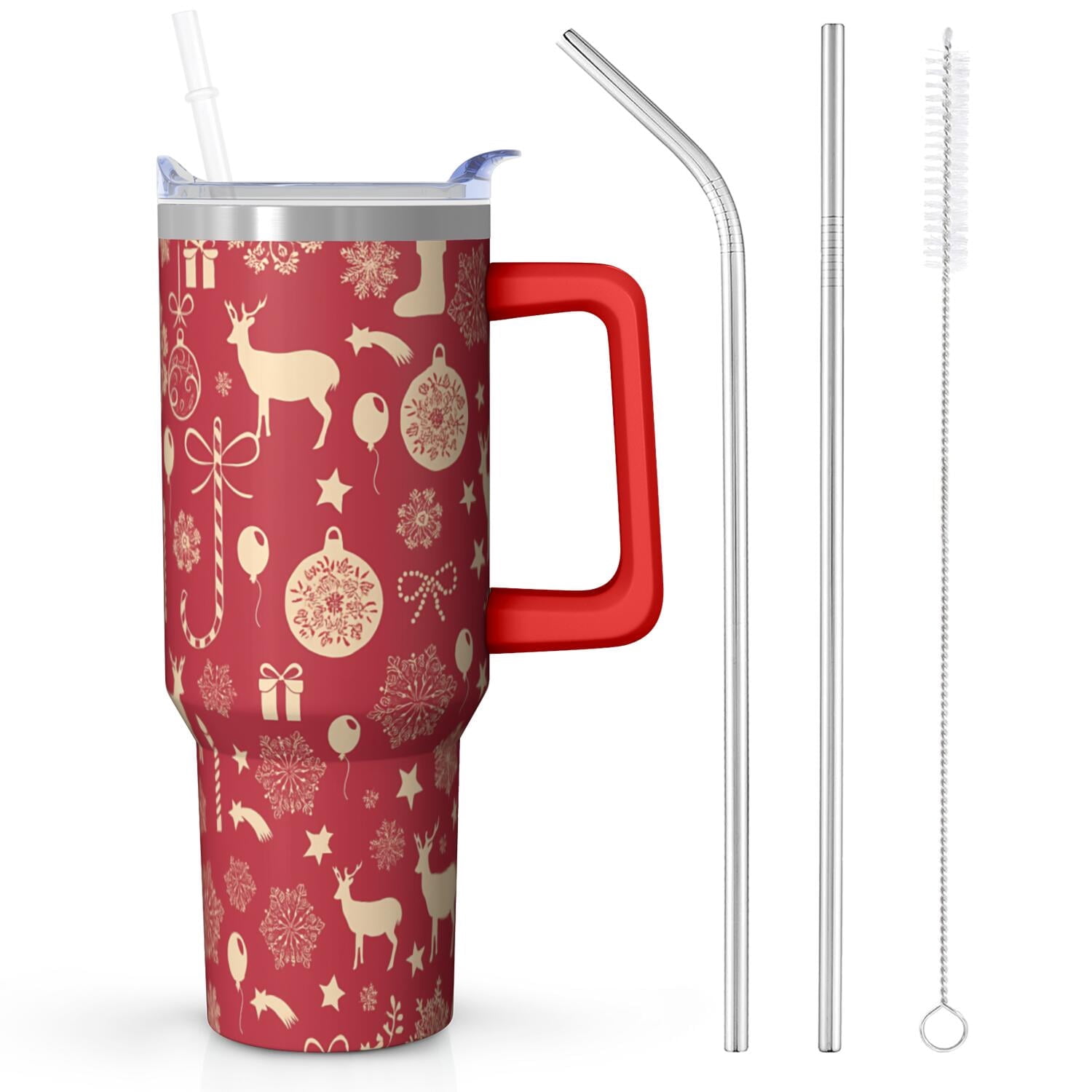1pc 40 oz Christmas Tumbler with Lid and Straw Stainless steel Insulated tumblers Cute water bottle Travel/Gym coffee tumbler Gifts for Women/men