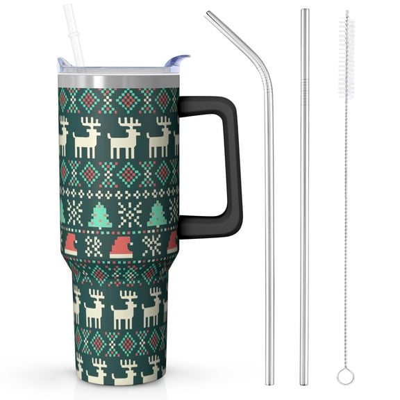 1pc 40 oz Christmas Tumbler with Lid and Straw Stainless steel Insulated tumblers Cute water bottle Travel/Gym coffee tumbler Gifts for Women/men