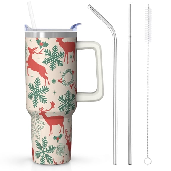 1pc 40 oz Christmas Tumbler with Lid and Straw Stainless steel Insulated tumblers Cute water bottle Travel/Gym coffee tumbler Gifts for Women/men