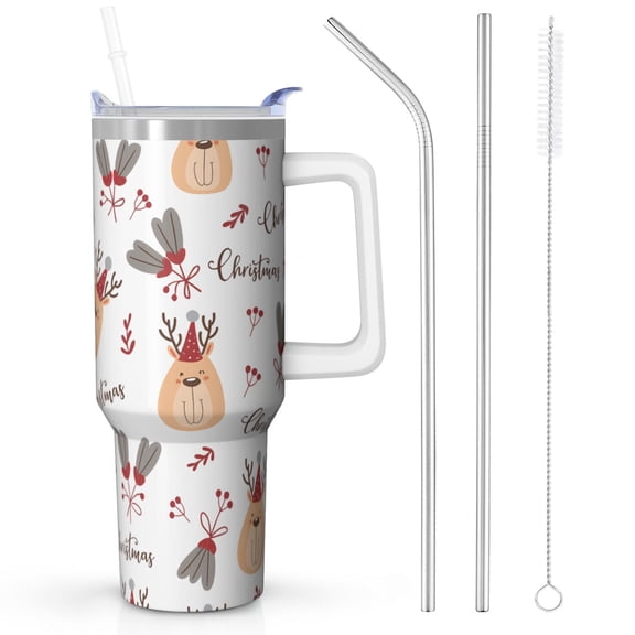 1pc 40 oz Christmas Tumbler with Lid and Straw Stainless steel Insulated tumblers Cute water bottle Travel/Gym coffee tumbler Gifts for Women/men