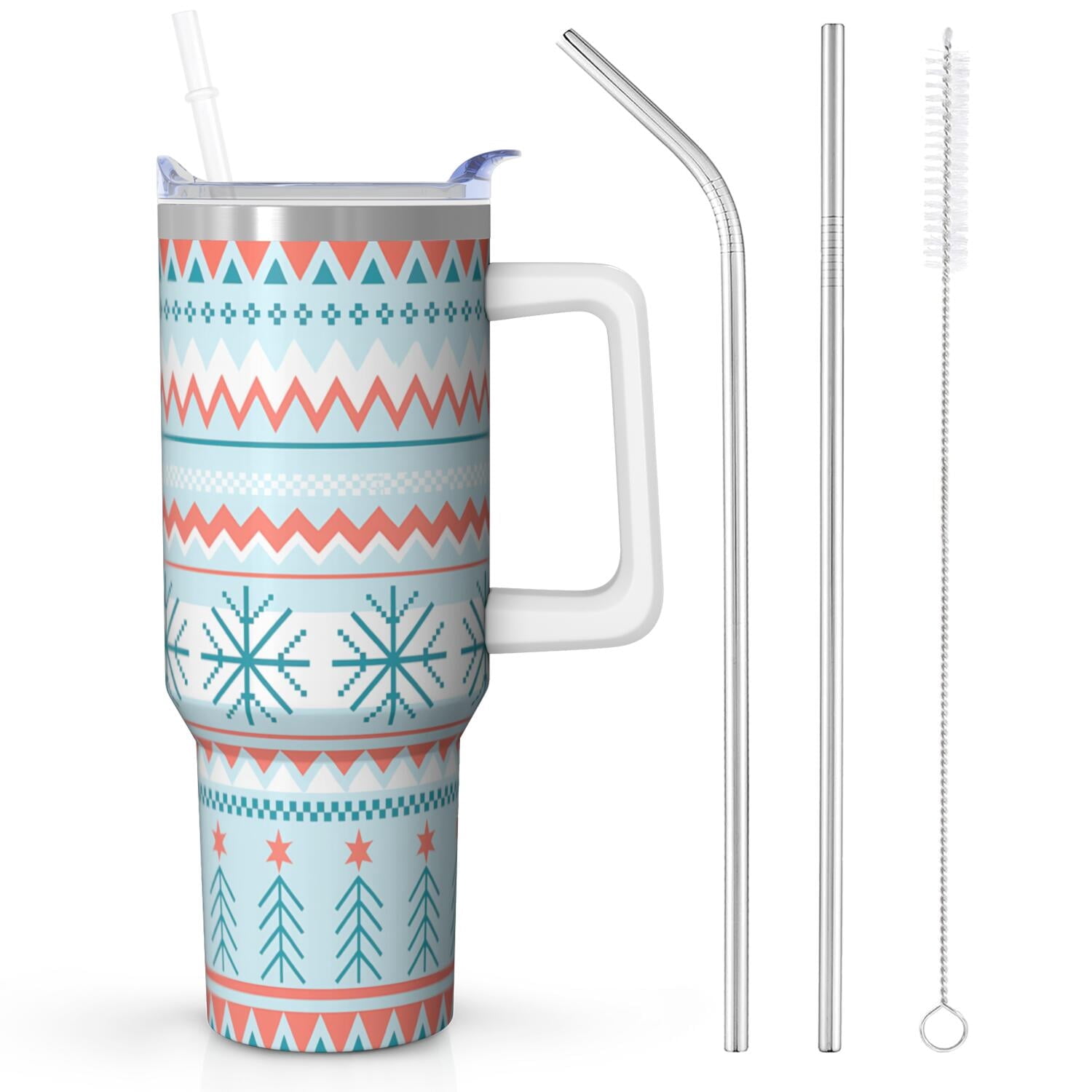 1pc 40 oz Christmas Tumbler with Lid and Straw Stainless steel Insulated tumblers Cute water bottle Travel/Gym coffee tumbler Gifts for Women/men