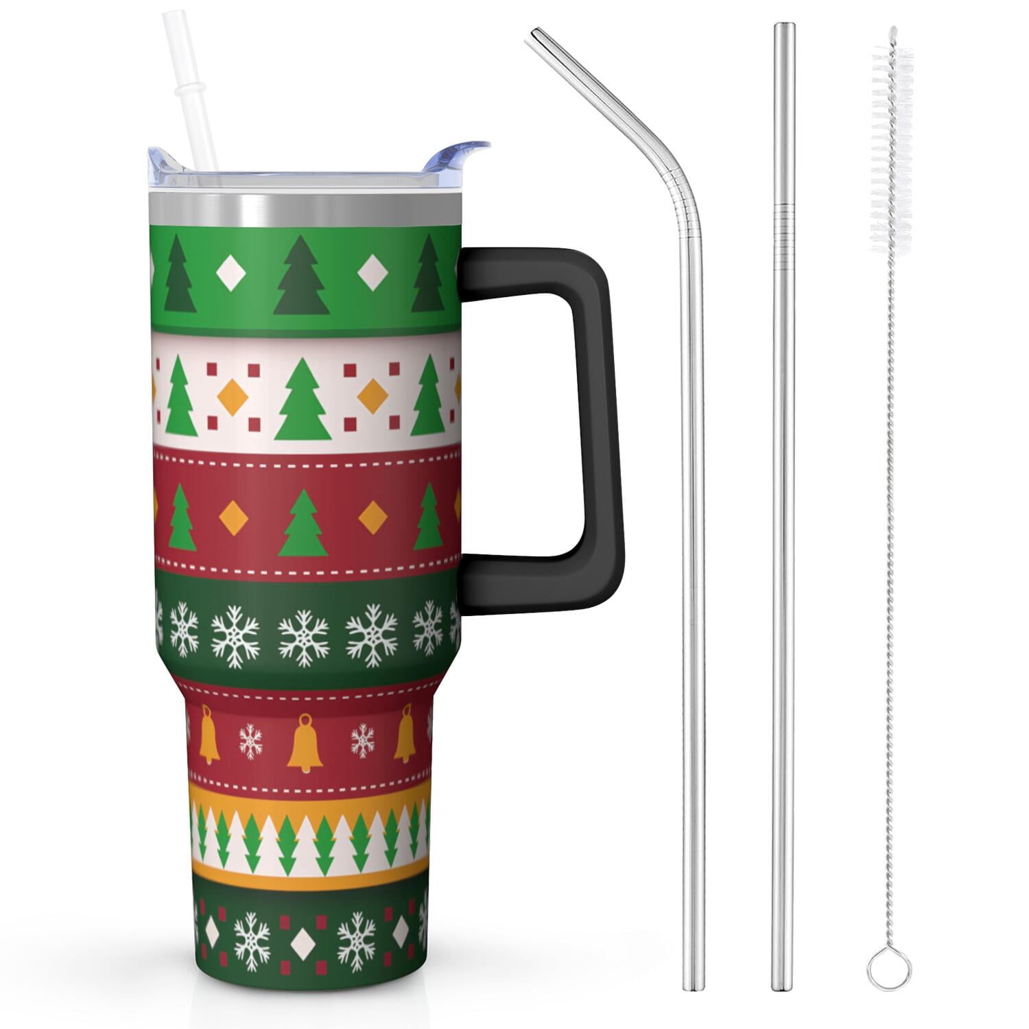 1pc 40 oz Christmas Tumbler with Lid and Straw Stainless steel Insulated tumblers Cute water bottle Travel/Gym coffee tumbler Gifts for Women/men