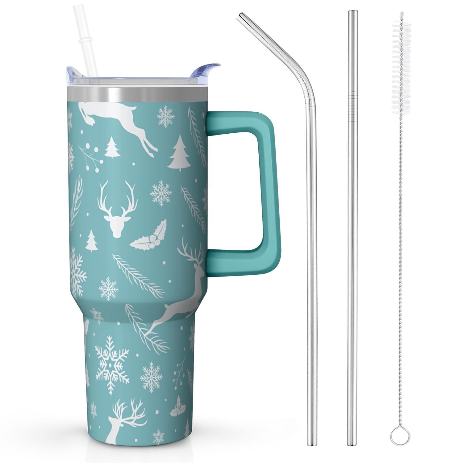 1pc 40 oz Christmas Tumbler with Lid and Straw Stainless steel Insulated tumblers Cute water bottle Travel/Gym coffee tumbler Gifts for Women/men