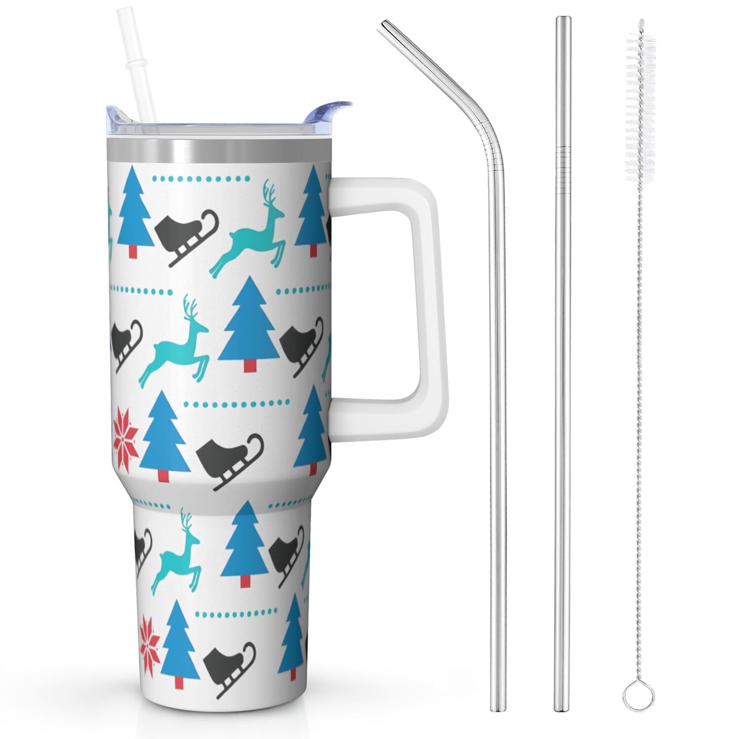 1pc 40 oz Christmas Tumbler with Lid and Straw Stainless steel Insulated tumblers Cute water bottle Travel/Gym coffee tumbler Gifts for Women/men