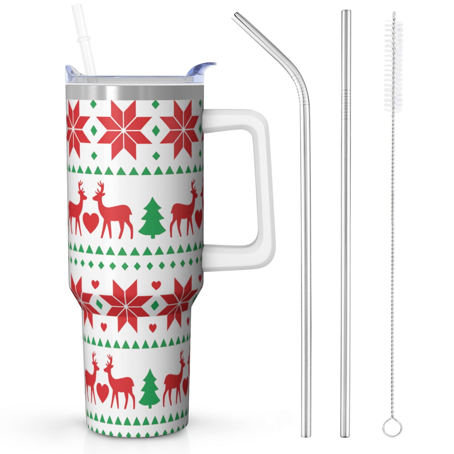 1pc 40 oz Christmas Tumbler with Lid and Straw Stainless steel Insulated tumblers Cute water bottle Travel/Gym coffee tumbler Gifts for Women/men