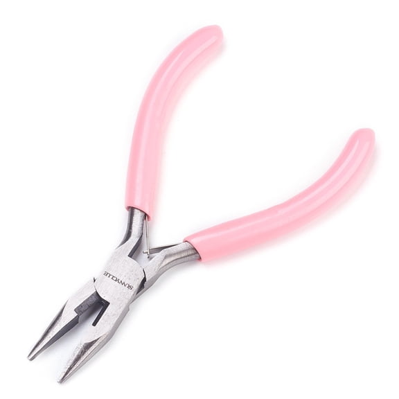 1pc 45# Carbon Steel Jewelry Pliers Needle Nose Pliers Polishing Pink 11.85x7.1x0.9cmDIY