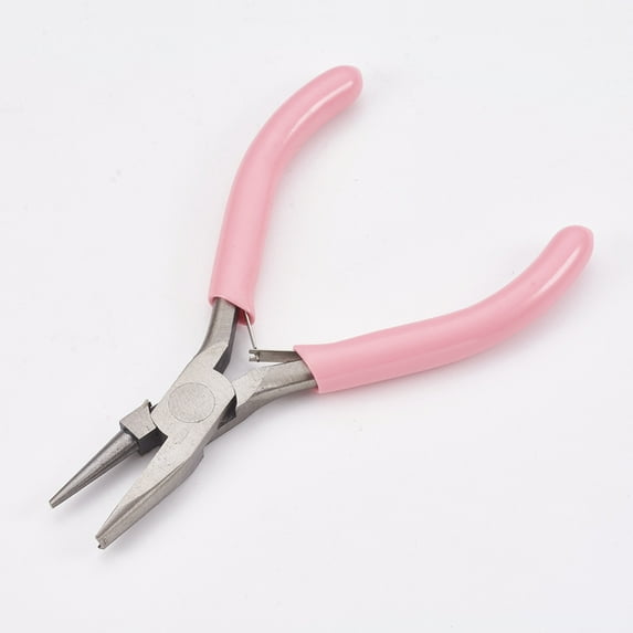 1pc 45# Carbon Steel Jewelry Pliers Wire Looping Pliers Round Nose Pliers Polishing Pink 11.5x7.3x0.9cm
