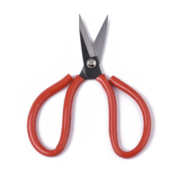 1pc 45 Steel Scissors Sewing Scissors with Plastic Handle Red 175x98x9mm