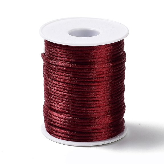 1pc 45M Polyester Cord Satin Rattail Cord for Chinese Knot Making Dark Red 1.5mm about 49.21 Yards(45m)/pc