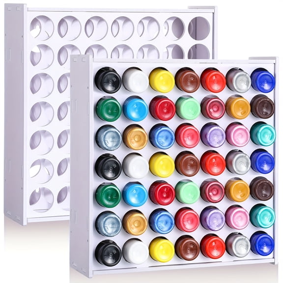 1pc 49 Holes Craft Paint Storage Organizer, Thickening Vertical Painting Rack Stand, Wall Mounted Holder Rack, Removable 2oz Paint Bottle Organizer, Suitable for Art Supplies