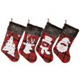 thumbnail image 1 of 1pc/4pcs Buffalo Plaid Christmas Stockings, 20 Inch Large Red & Black Checked Xmas Stocking for for Family Decorations Holiday Party Decor, 1 of 9