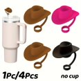 thumbnail image 1 of 1pc/4pcs Cowboy Hat Straw Tip Cover, Cute Cartoon Straw Cap, 10mm Silicone Western Style Straw Covers Cap, Compatible With Stanley Cups 30oz&40oz Tumbler, Gifts For Her, Mother's Day Thanksgiving Day, 1 of 1