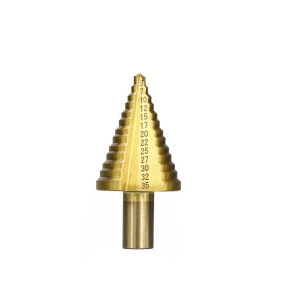 1pc 5-35mm Step Cone Drill Straight Groove Wood/Metal Hole Drilling Cutter HSS Round Shank Step Drill Bit