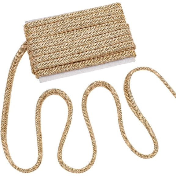 1pc 5.5 Yards Gold Gimp Braid Trim Metallic Edge Trim 0.4inch Polyester Decorative Woven Braid Trim Handcraft Lace Ribbon for Gift Jewelry Making Costume DIY Crafts Decoration Gold
