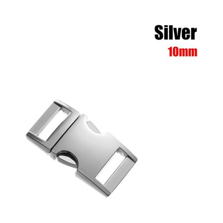 1pc 5 colors Adjustable Outdoor Camping DIY Paracord Bracelet Pets Collar Webbing Hardware Part Side Release Buckles Backpack Bags Accessories SILVER 10MM