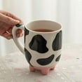 thumbnail image 1 of 1pc, 500ml/17oz Cute Cartoon Ceramic Cup, Creative Cow Pattern And Footed Water Mug Cup,Coffee Cup Summer Winter Drinkware, Gift (WHITE,401-500ml), 1 of 6