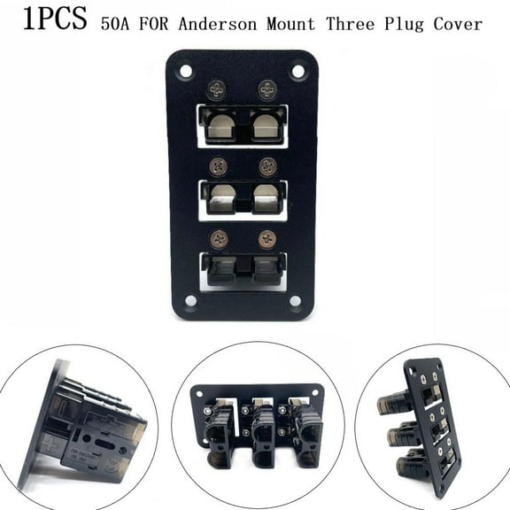 1pc 50A For Anderson Plug Charging Panels Flush Mount Triple Plug Cover SB50 Black For Camper Forklift Electric Vehicle Tractor