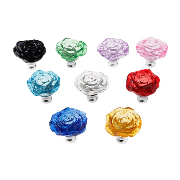 1pc 50mm Crystal Rose Glass Clear Knob Furniture Kitchen Drawer Cabinets Handles Dresser Closet Pulls Knob Home Decor Colorful