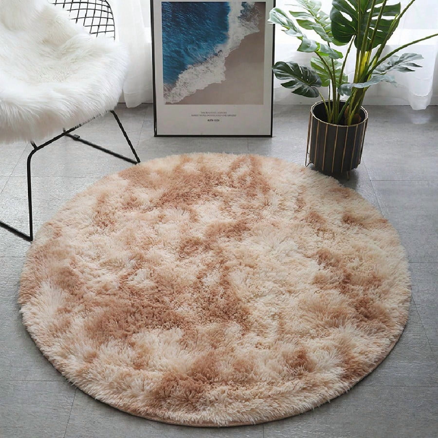 1pc 5ft Round Fluffy Area Rugs For Bedroom, Small Circular Rug For ...