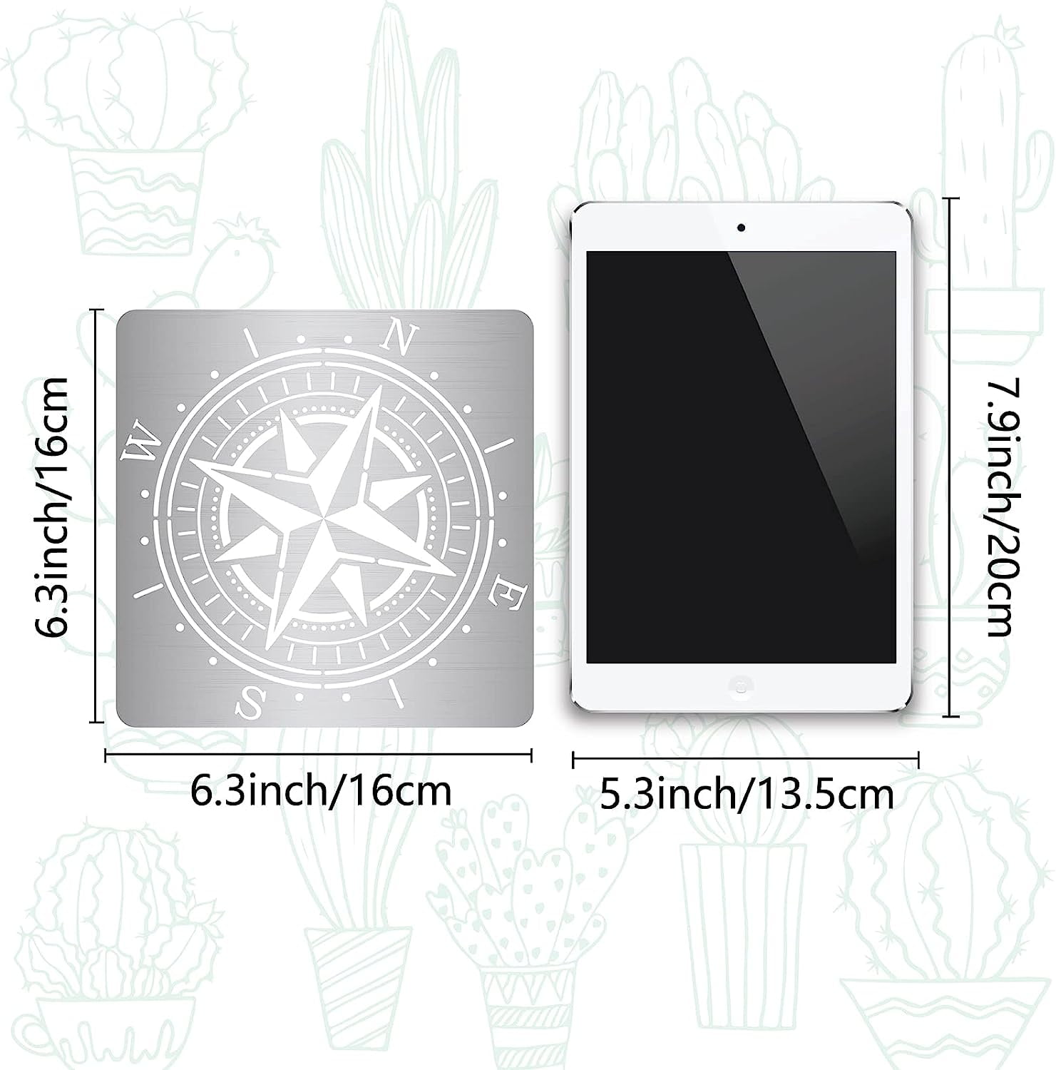 1pc 6.3 Inch Compass Metal Stencil Stainless Steel Painting Template ...
