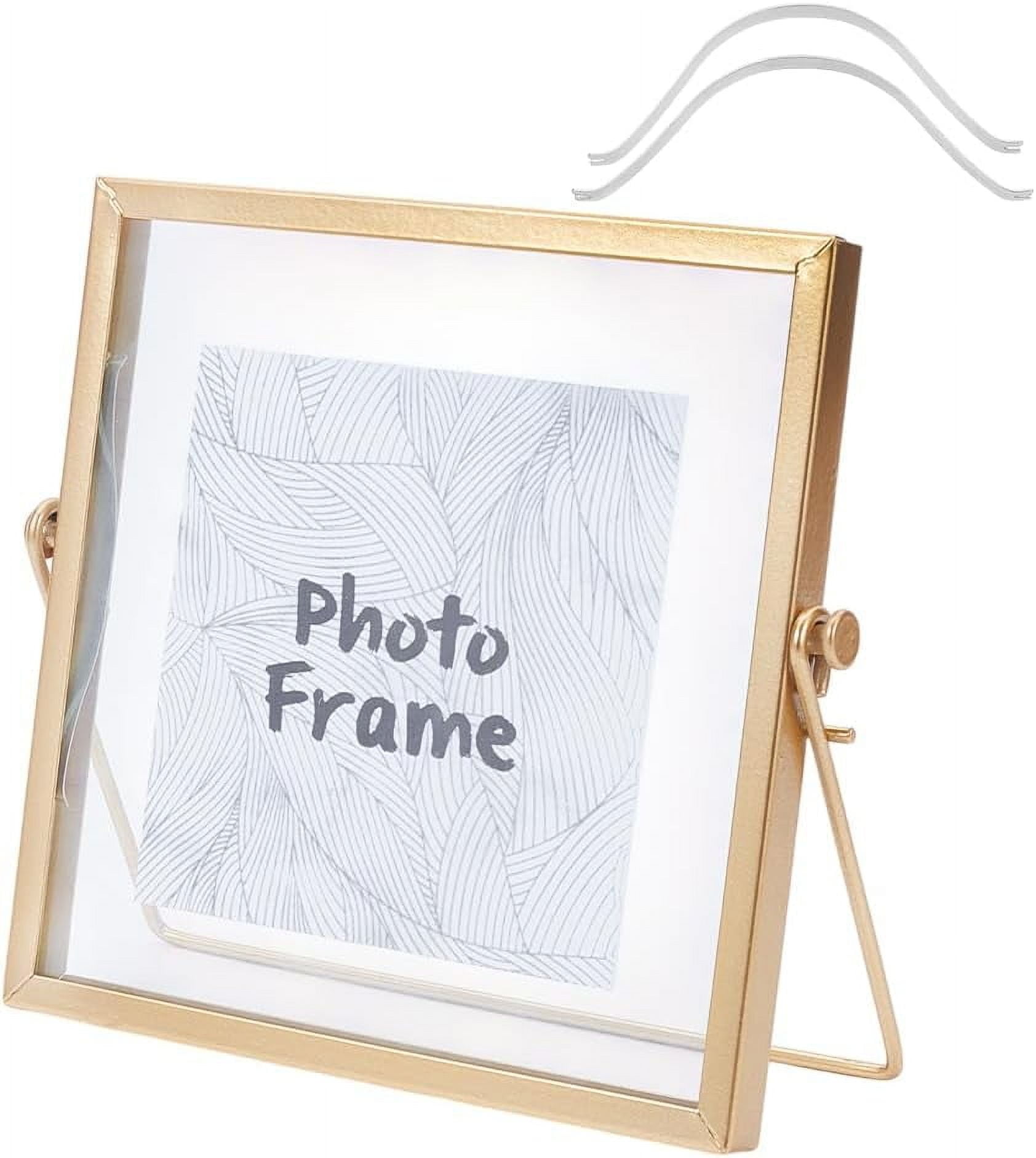 1pc 6.3x6.3 Inch Glass Picture Frame Vertical Gold Metal Photo Frame ...