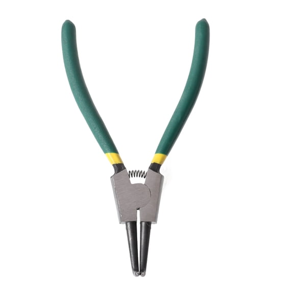 1pc 6.5in External Circlip Pliers with Bent Tips, Forged Tool Steel Spring-Loaded Retaining Ring Pincers for Shaft Mounting