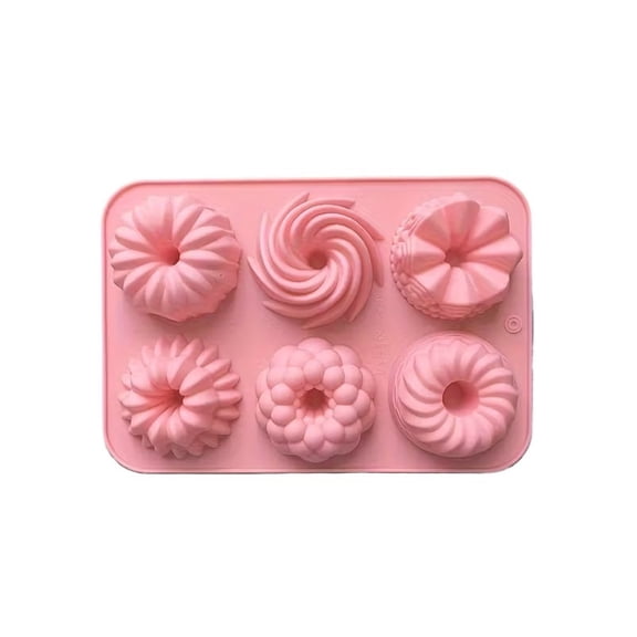 1pc 6-cavity silicone different shapes spiral savarin shape cake candy chocolate mold kitchen handmade homemade baking tools