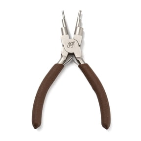 1pc 6-in-1 Bail Making Pliers Steel 6-Step Multi-Size Wire Looping Forming Pliers for Loops and Jump Rings with Plastic Handle Coconut Brown 13.15x7.8x1.2cm