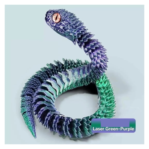 1pc 60CM 3D Printed Snake Movable Joint Simulation Snake Action Figures Home Office Desktop Ornament Birthday Gifts