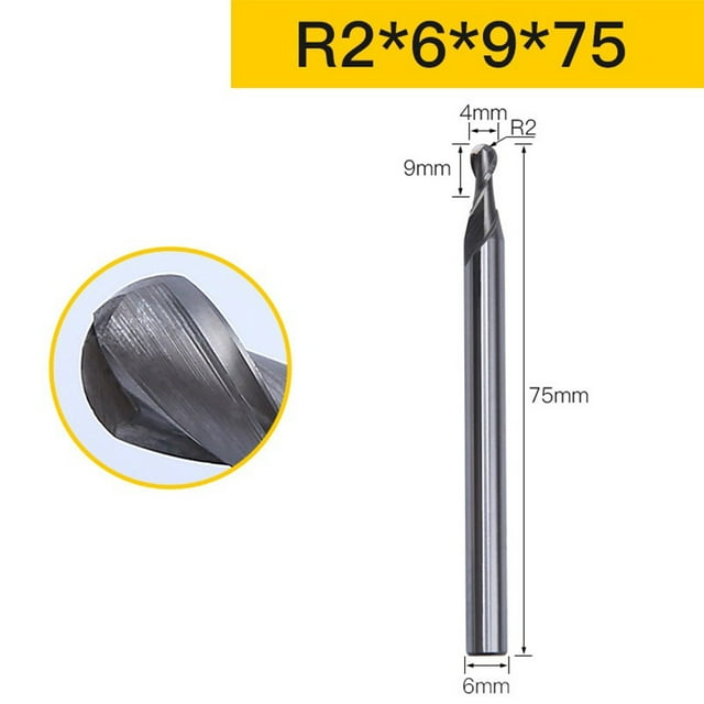1pc 6mm Shank Ball Nose End Mill 2 Flute High Speed Steel CNC Milling ...