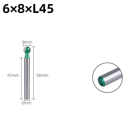 1pc 6mm Shank Ball Nose Round Carving Bit Cove CNC Milling Bit Polishing Engraving Carbide Router Bit For Woodworking Drill Bits