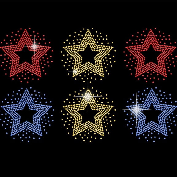1pc 6pcs Stars Iron on Rhinestones Colorful Pentagram Stars Heat Transfer Crystal Decor Clear Bling DIY Patch Clothing Repair Hot Fix Applique for T-Shirts Vest Shoes Hat Jacket Decorations
