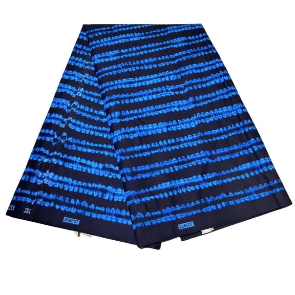 1pc 6yard African ethnic batik blue black striped printed fabric double-sided geometric printed fabric African ethnic fabric
