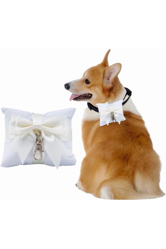 1pc 7.9 Inch Dog Ring Bearer Wedding Pillows Wedding Rings Pillow Bearer Cushion with Ring Clasp Off for Dog Collar for Engagement Proposal Pet Accessory Dogs Ceremony Party White White