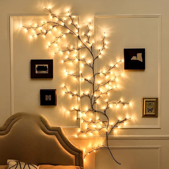 1pc 72 LED Warm Light Bendable Willow Vine Light, Birch Tree, 8 Mode Vine Tree Decoration Light, Night Light, Indoor Atmosphere Decoration Light, Suitable for Family Living Rooms, Parties, Birthday