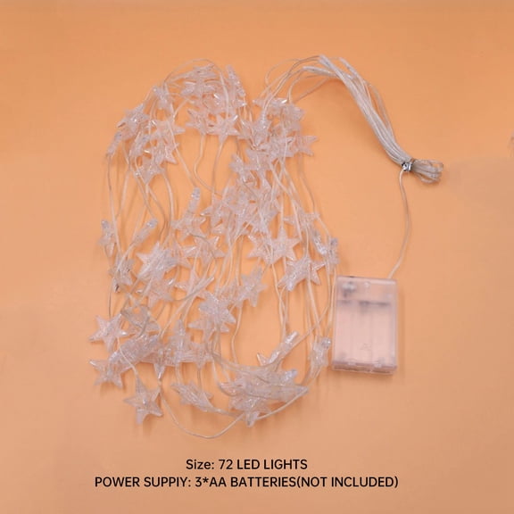 1pc 72LED Star Curtain Lights Charming Fairy Tale Star Shape Hanging Lamp Perfect For Bedroom Wall Courtyard Wedding Party Decor