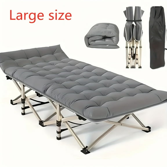 1pc 74in/62in Outdoor Folding Bed with Dual-Side Mattress or Without, Camping Cot for Sports Venues & Lounger Use, Portable Heavy-Duty Sleeping Couch (with Carry Bag)
