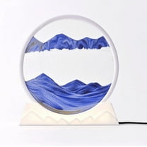 (Blue) 1pc 7Inch 3D Dynamic Sand Painting with Colorful Light Base, Abstract Quicksand Landscape Art, Serene Mountain & Wave Design, Perfect for Home & Office Decor, Ideal Gift for Birth