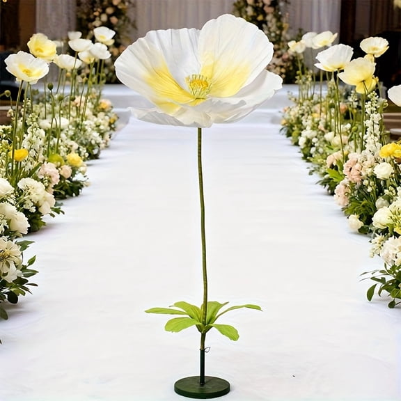 1pc/7pcs Set Papaver Rhoeas Giant Artificial Flowers, Mall Landscaping Floral Arrangements, Exhibition Decorative Flowers, Holiday Party Decoration, Wedding Aisle Flowers, Store Window Corner Decor