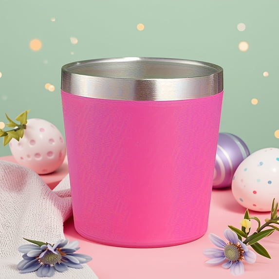 1pc, 8 Ounces, 260Ml, Mini Insulated Milk Cup, Small Capacity Red Wine Glass, Coffee Cup, Double-Layer Stainless Steel Vacuum Insulated Cup-Hot Pink