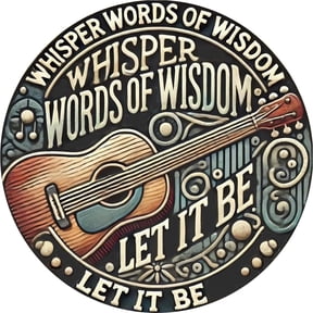 1pc 8" Round Aluminum Wall Art Sign with Musical Guitar Design, Whisper Words of Wisdom Let It Be, Decorative Metal Wall Decor for Home, Bedroom, Living Room, Coffee Shop - Ideal Holiday Gift