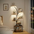 thumbnail image 1 of 1pc 8-Tier LED Lighted Corner Bookcase, 62" Tree-Shaped Metal Display Shelf for Plants, Handicrafts & Books, Multi-functional Storage Rack for Living Room, Study, Balcony & Home Decor, 1 of 10