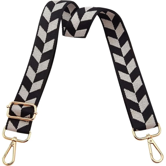 1pc 80-140cm Geometric Pattern Adjustable Shouder Bag Strap 3.8cm Wide Crossbody Canvas Bag Handbag Strap Replacement Bag Belt with Golden Alloy Adjuster