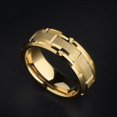 thumbnail image 1 of 1pc 8mm/0.315in Men's Tungsten Steel Golden Ring For Men, Hip Hop Fashion Personality Index Finger Ring, Exquisite Men's Accessory Jewelry Ornament For Daily Wear, Banquet Party Holiday Birthday Gift, 1 of 12