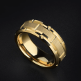 thumbnail image 1 of 1pc 8mm/0.315in Men's Tungsten Steel Golden Ring For Men, Hip Hop Fashion Personality Index Finger Ring, Exquisite Men's Accessory Jewelry Ornament For Daily Wear, Banquet Party Holiday Birthday Gift, 1 of 12
