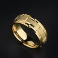 thumbnail image 1 of 1pc 8mm/0.315in Men's Tungsten Steel Golden Ring For Men, Hip Hop Fashion Personality Index Finger Ring, Exquisite Men's Accessory Jewelry Ornament For Daily Wear, Banquet Party Holiday Birthday Gift, 1 of 11