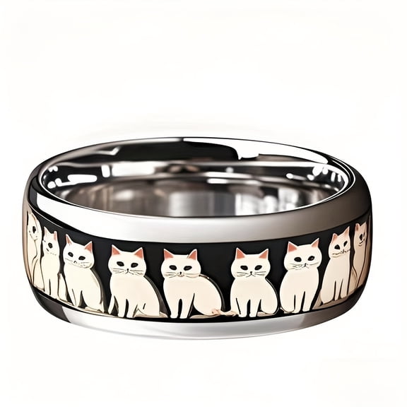 1pc 8mm Cute Cat Lover Ring, Stainless Steel, Everyday Wear, Ideal for Cat Owners, Perfect Gift for Valentine'S Day, Christmas, Mother'S Day, Everyday Accessory|Playful Design|Durable Jewelr,8
